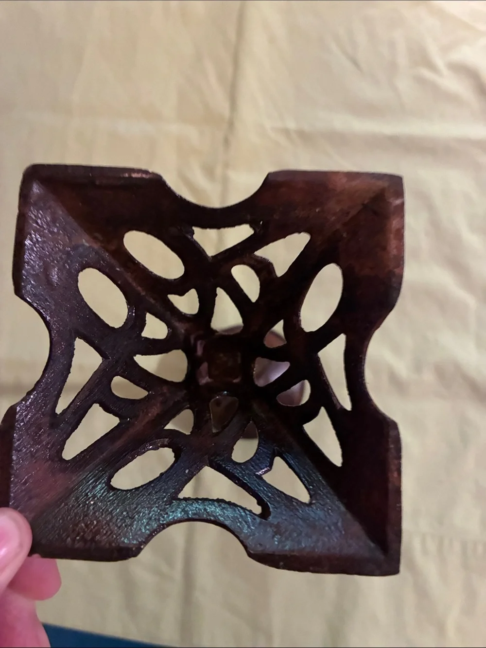Cast Iron Long Decorative Candle Holder - Brown